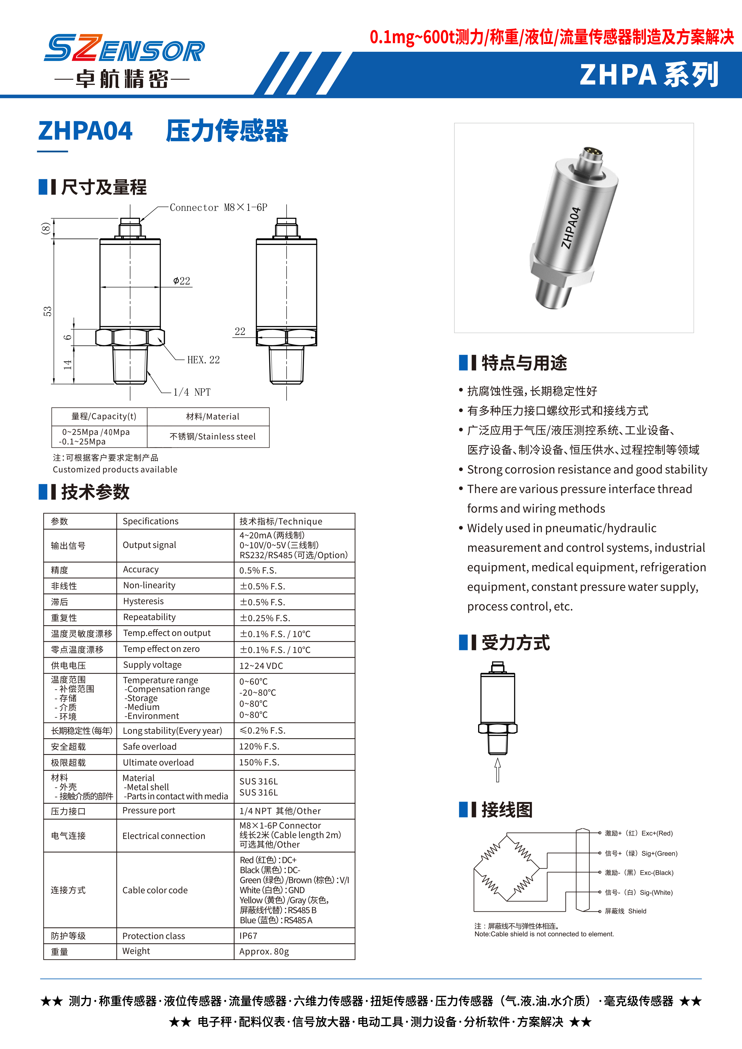 腔体压力传感器 ZHPA04